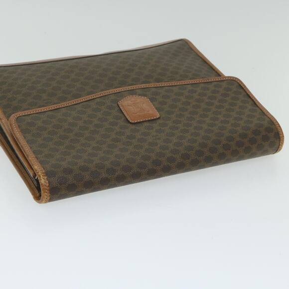 CELINE Macadam Canvas Clutch Bag Pvc Leather Brown - Picture 5 of 16